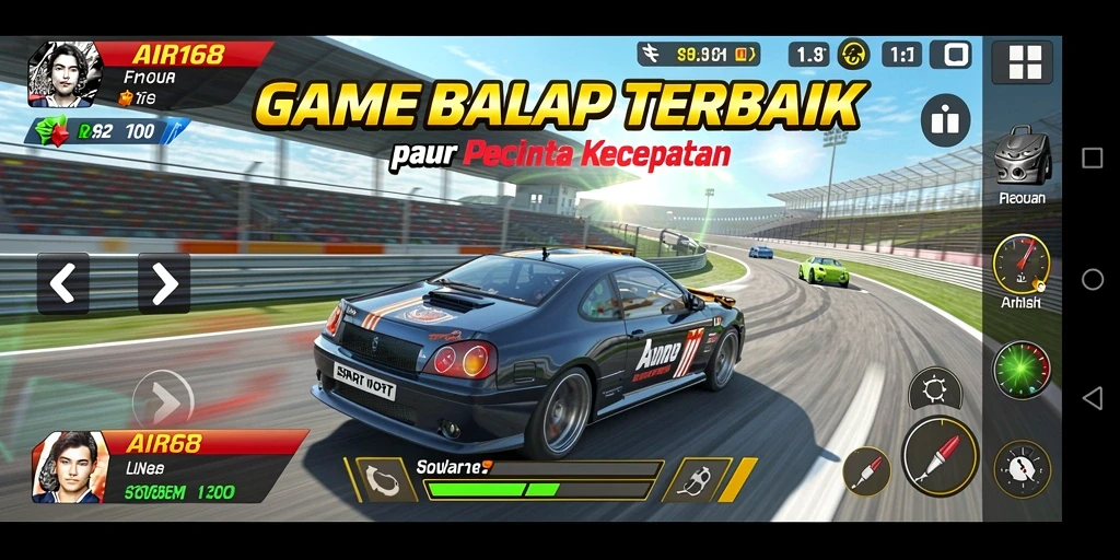 Screenshot dari AIR168 menampilkan aksi balap yang mendebarkan.