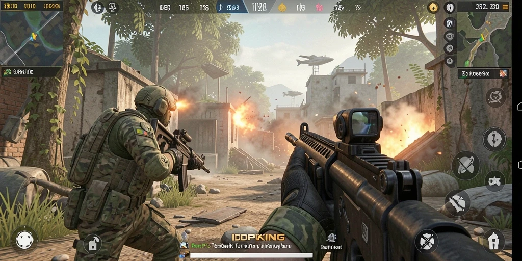 Screenshot menampilkan gameplay intens dengan aksi tembak-menembak yang seru.