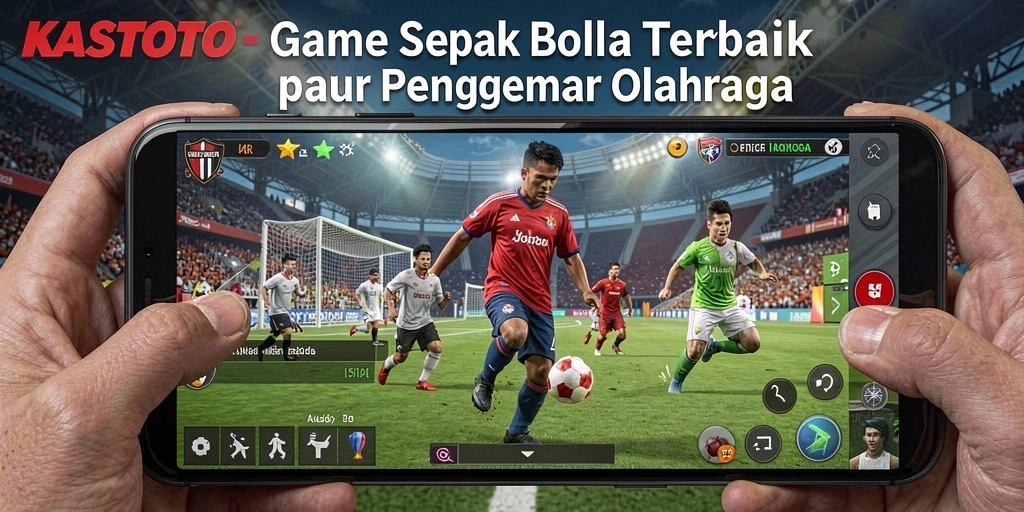 Tampilan gameplay KASTOTO yang epik dan menegangkan dalam pertandingan sepak bola.