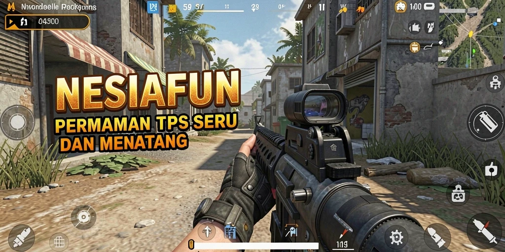 Gambar screenshot NESIAFUN menampilkan aksi pertempuran karakter dalam mode TPS.