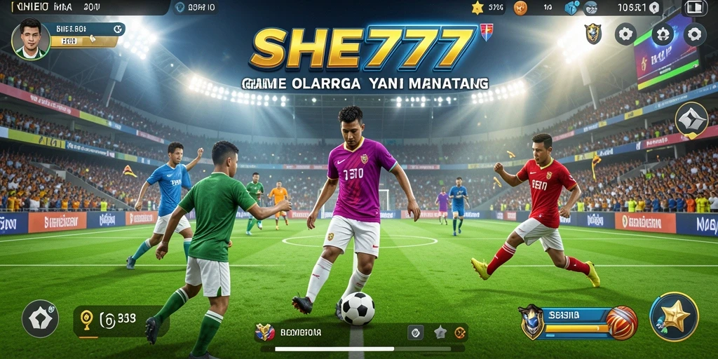 Tangkapan layar utama SHE777 menampilkan aksi olahraga mendebarkan.