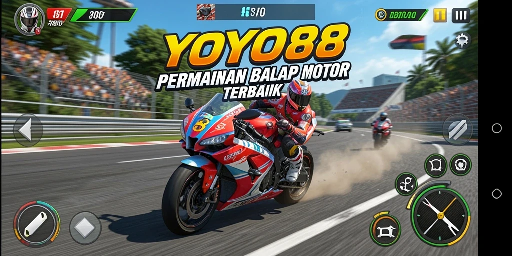Tampilan gameplay balap motor yang menarik dan seru.
